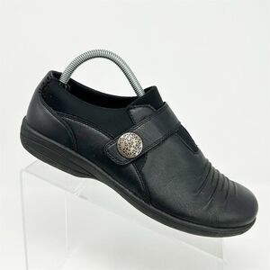 Abeo Women's Black Leather Loafers Size 8.5 M Comfortable Walking Design